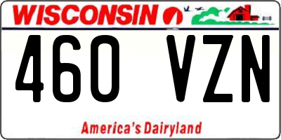 WI license plate 460VZN