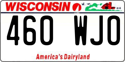 WI license plate 460WJO