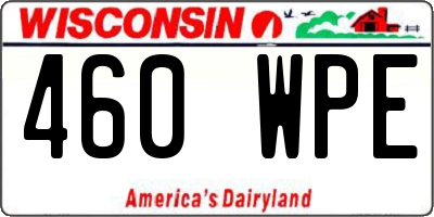 WI license plate 460WPE