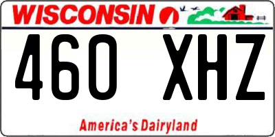 WI license plate 460XHZ