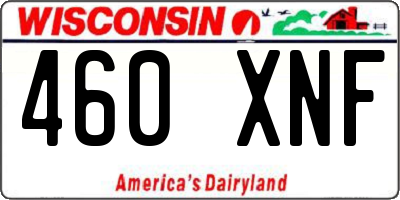 WI license plate 460XNF