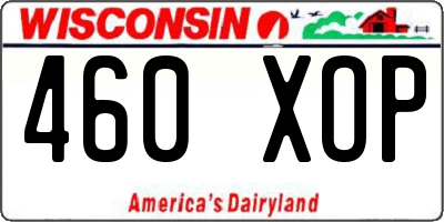 WI license plate 460XOP