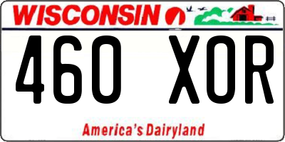WI license plate 460XOR