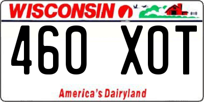 WI license plate 460XOT