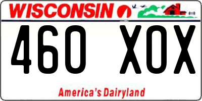 WI license plate 460XOX