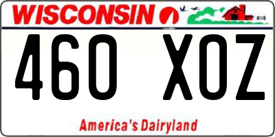 WI license plate 460XOZ