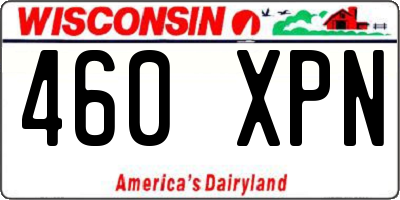 WI license plate 460XPN
