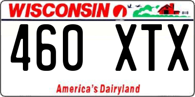 WI license plate 460XTX