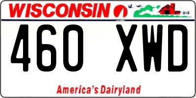 WI license plate 460XWD