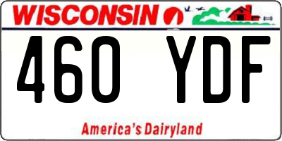 WI license plate 460YDF
