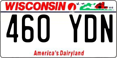 WI license plate 460YDN