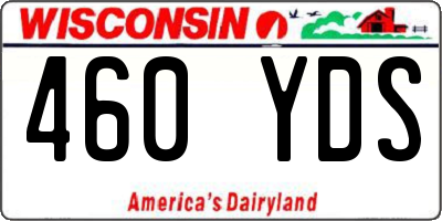 WI license plate 460YDS