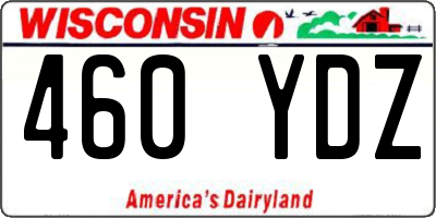 WI license plate 460YDZ