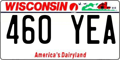 WI license plate 460YEA