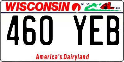 WI license plate 460YEB