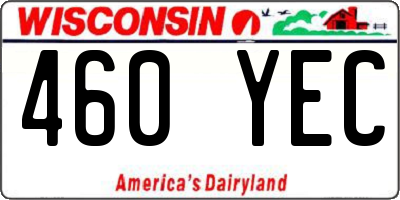 WI license plate 460YEC