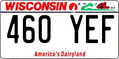 WI license plate 460YEF