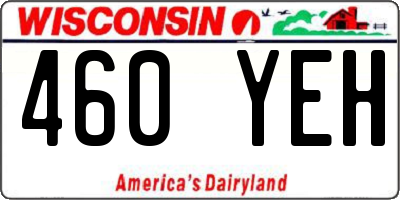 WI license plate 460YEH