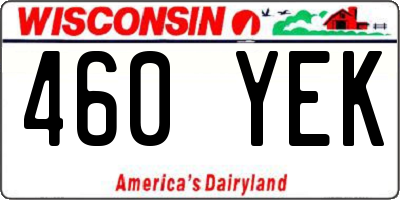 WI license plate 460YEK