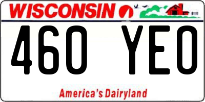 WI license plate 460YEO