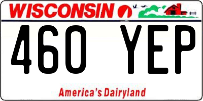 WI license plate 460YEP