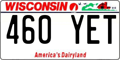 WI license plate 460YET