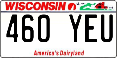 WI license plate 460YEU