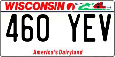 WI license plate 460YEV