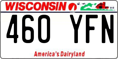 WI license plate 460YFN