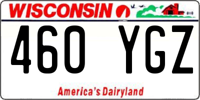 WI license plate 460YGZ