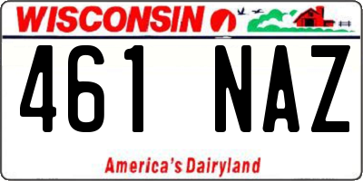 WI license plate 461NAZ