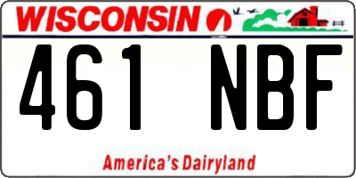WI license plate 461NBF