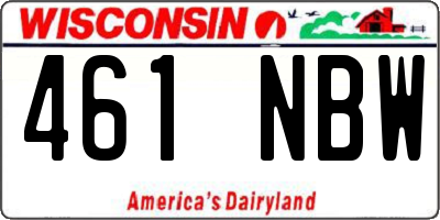 WI license plate 461NBW