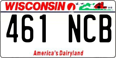 WI license plate 461NCB