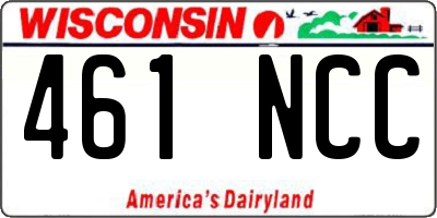 WI license plate 461NCC