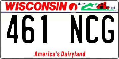 WI license plate 461NCG
