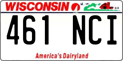 WI license plate 461NCI