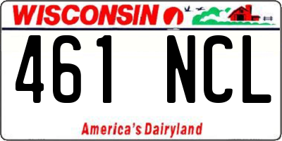 WI license plate 461NCL