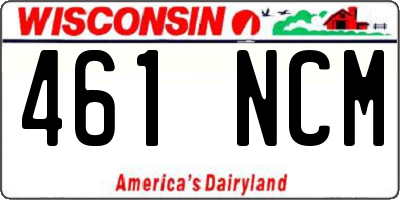 WI license plate 461NCM