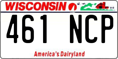 WI license plate 461NCP