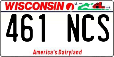 WI license plate 461NCS