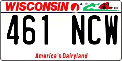 WI license plate 461NCW