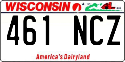 WI license plate 461NCZ
