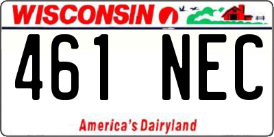 WI license plate 461NEC