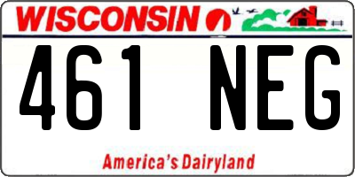 WI license plate 461NEG