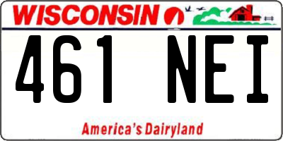 WI license plate 461NEI