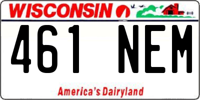 WI license plate 461NEM