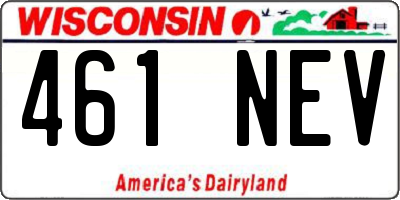 WI license plate 461NEV