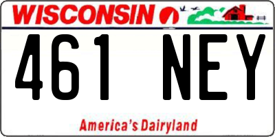 WI license plate 461NEY