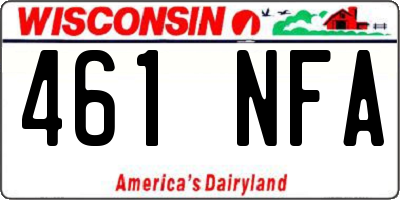 WI license plate 461NFA